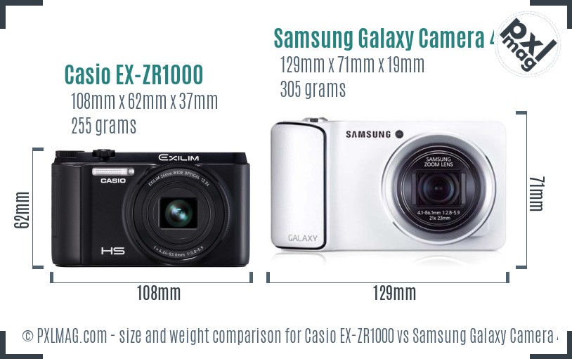 Casio EX-ZR1000 vs Samsung Galaxy Camera 4G size comparison