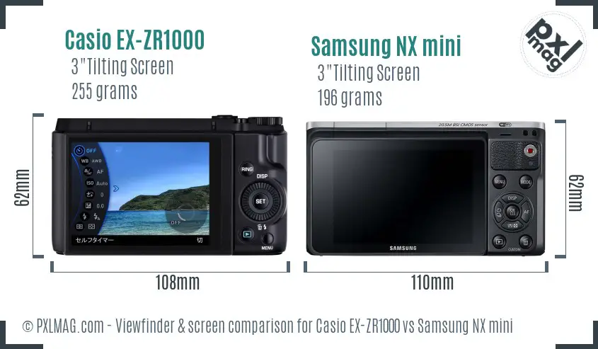 Casio EX-ZR1000 vs Samsung NX mini Screen and Viewfinder comparison Casio EX-ZR1000 vs Samsung NX mini Screen and Viewfinder comparison