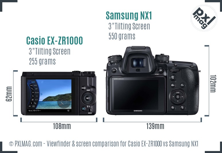 Casio EX-ZR1000 vs Samsung NX1 Screen and Viewfinder comparison