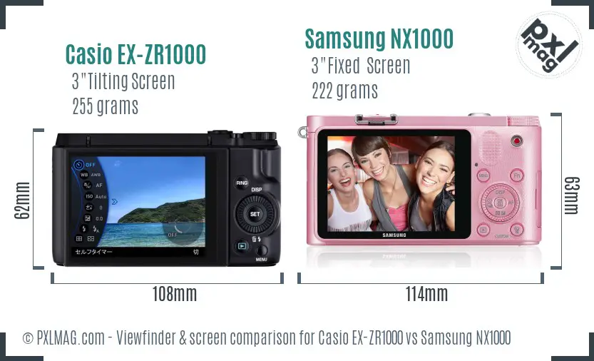 Casio EX-ZR1000 vs Samsung NX1000 Screen and Viewfinder comparison Casio EX-ZR1000 vs Samsung NX1000 Screen and Viewfinder comparison