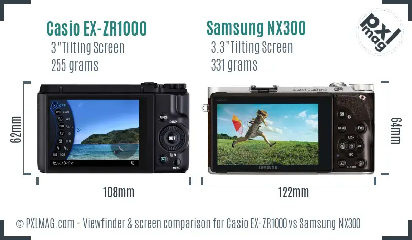 Casio EX-ZR1000 vs Samsung NX300 Screen and Viewfinder comparison