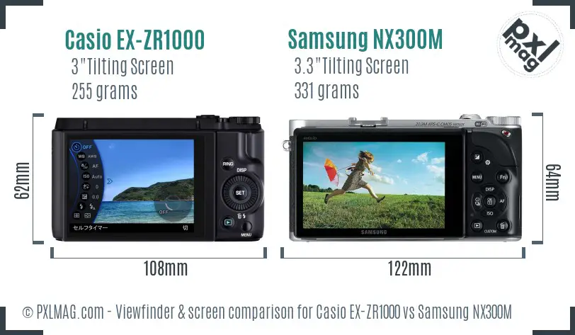 Casio EX-ZR1000 vs Samsung NX300M Screen and Viewfinder comparison Casio EX-ZR1000 vs Samsung NX300M Screen and Viewfinder comparison
