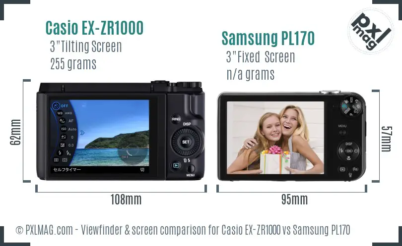 Casio EX-ZR1000 vs Samsung PL170 Screen and Viewfinder comparison Casio EX-ZR1000 vs Samsung PL170 Screen and Viewfinder comparison
