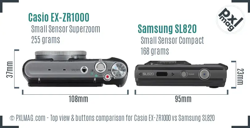 Casio EX-ZR1000 vs Samsung SL820 top view buttons comparison