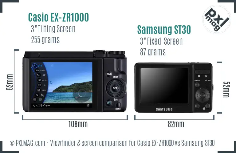 Casio EX-ZR1000 vs Samsung ST30 Screen and Viewfinder comparison Casio EX-ZR1000 vs Samsung ST30 Screen and Viewfinder comparison