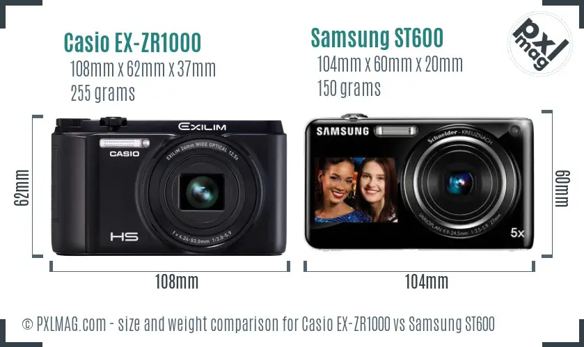 Casio EX-ZR1000 vs Samsung ST600 size comparison Casio EX-ZR1000 vs Samsung ST600 size comparison