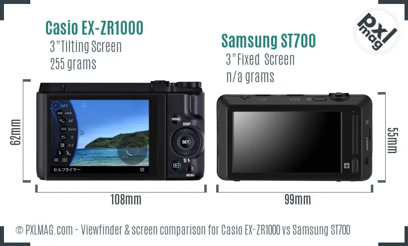 Casio EX-ZR1000 vs Samsung ST700 Screen and Viewfinder comparison Casio EX-ZR1000 vs Samsung ST700 Screen and Viewfinder comparison