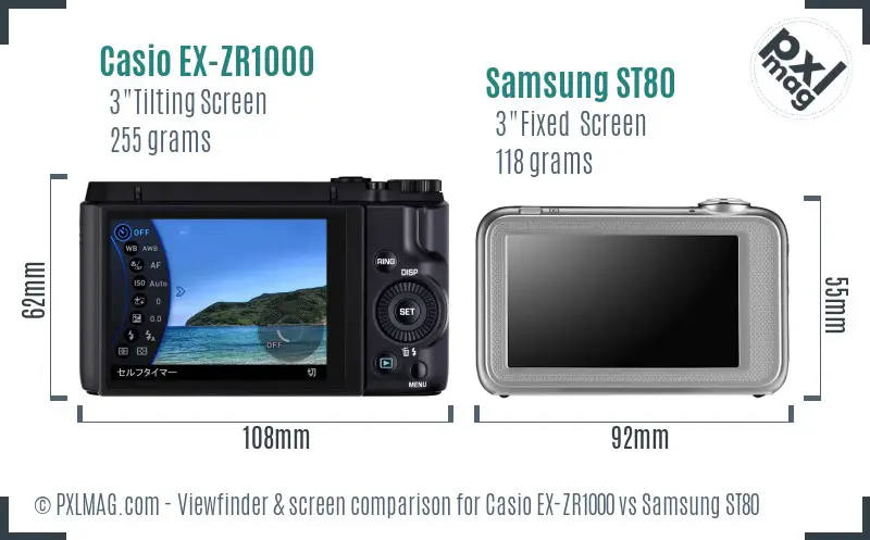 Casio EX-ZR1000 vs Samsung ST80 Screen and Viewfinder comparison Casio EX-ZR1000 vs Samsung ST80 Screen and Viewfinder comparison