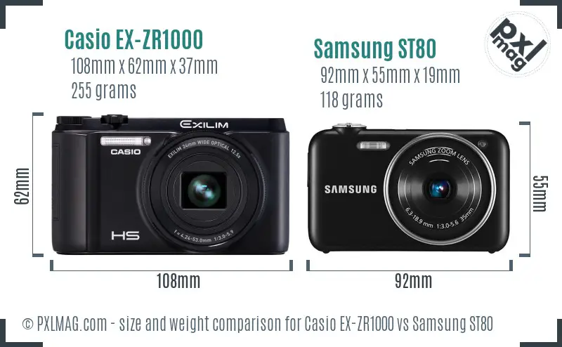 Casio EX-ZR1000 vs Samsung ST80 size comparison Casio EX-ZR1000 vs Samsung ST80 size comparison