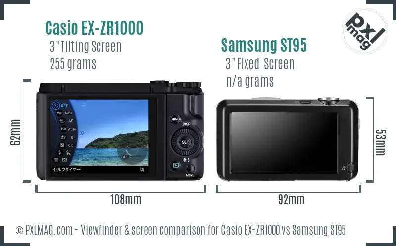 Casio EX-ZR1000 vs Samsung ST95 Screen and Viewfinder comparison