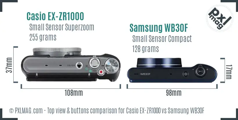 Casio EX-ZR1000 vs Samsung WB30F top view buttons comparison