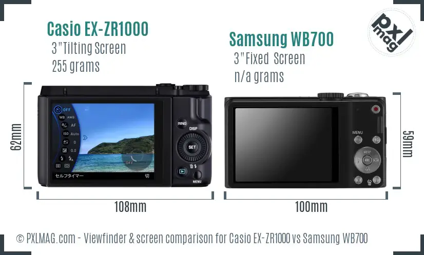Casio EX-ZR1000 vs Samsung WB700 Screen and Viewfinder comparison Casio EX-ZR1000 vs Samsung WB700 Screen and Viewfinder comparison