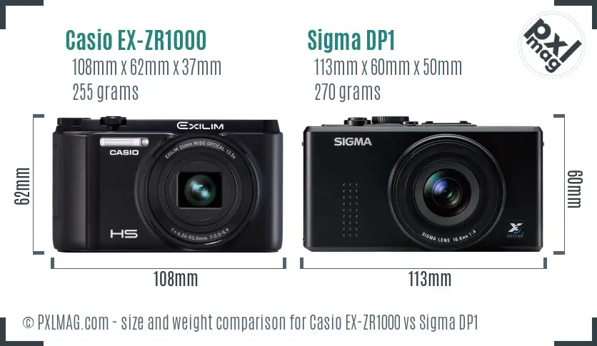 Casio EX-ZR1000 vs Sigma DP1 size comparison