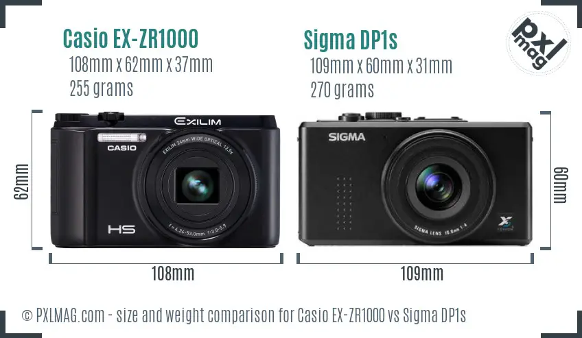 Casio EX-ZR1000 vs Sigma DP1s size comparison