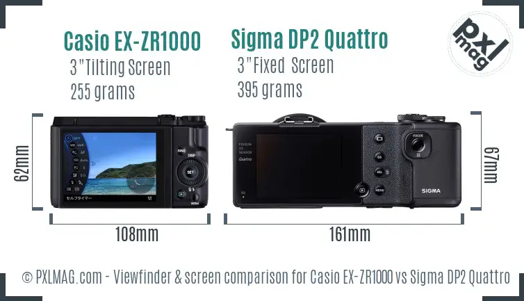 Casio EX-ZR1000 vs Sigma DP2 Quattro Screen and Viewfinder comparison