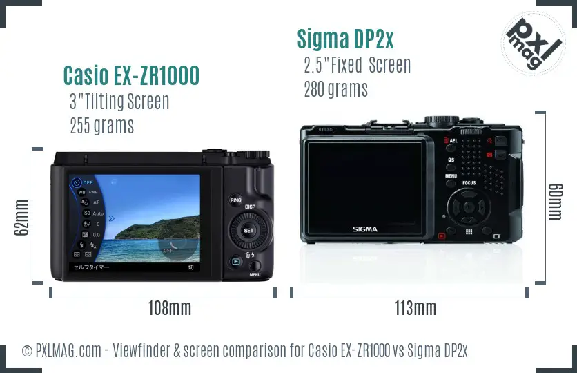 Casio EX-ZR1000 vs Sigma DP2x Screen and Viewfinder comparison Casio EX-ZR1000 vs Sigma DP2x Screen and Viewfinder comparison