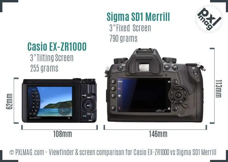 Casio EX-ZR1000 vs Sigma SD1 Merrill Screen and Viewfinder comparison