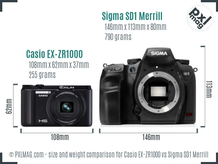 Casio EX-ZR1000 vs Sigma SD1 Merrill size comparison