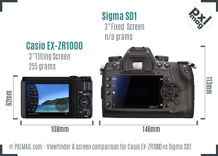 Casio EX-ZR1000 vs Sigma SD1 Screen and Viewfinder comparison
