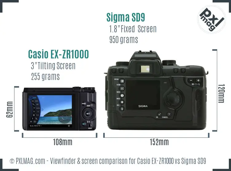 Casio EX-ZR1000 vs Sigma SD9 Screen and Viewfinder comparison Casio EX-ZR1000 vs Sigma SD9 Screen and Viewfinder comparison