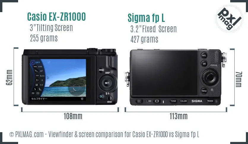 Casio EX-ZR1000 vs Sigma fp L Screen and Viewfinder comparison Casio EX-ZR1000 vs Sigma fp L Screen and Viewfinder comparison