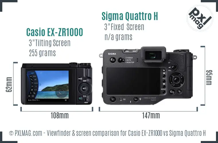 Casio EX-ZR1000 vs Sigma Quattro H Screen and Viewfinder comparison