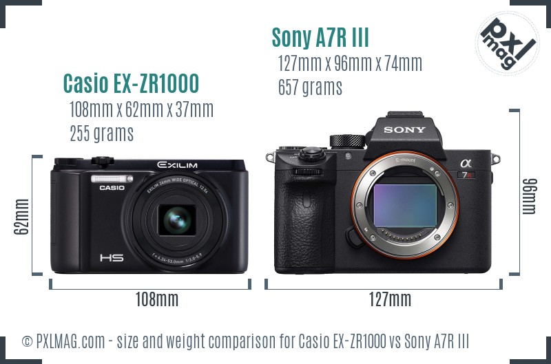 Casio EX-ZR1000 vs Sony A7R III size comparison Casio EX-ZR1000 vs Sony A7R III size comparison