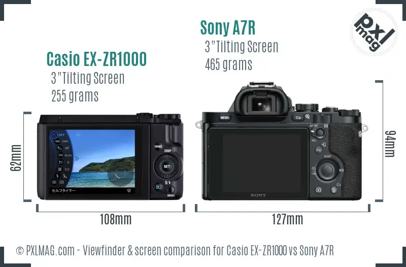 Casio EX-ZR1000 vs Sony A7R Screen and Viewfinder comparison Casio EX-ZR1000 vs Sony A7R Screen and Viewfinder comparison
