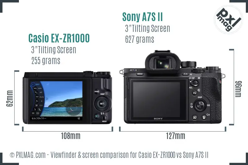 Casio EX-ZR1000 vs Sony A7S II Screen and Viewfinder comparison