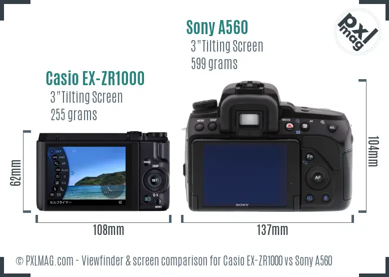 Casio EX-ZR1000 vs Sony A560 Screen and Viewfinder comparison Casio EX-ZR1000 vs Sony A560 Screen and Viewfinder comparison