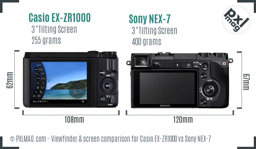 Casio EX-ZR1000 vs Sony NEX-7 Screen and Viewfinder comparison Casio EX-ZR1000 vs Sony NEX-7 Screen and Viewfinder comparison