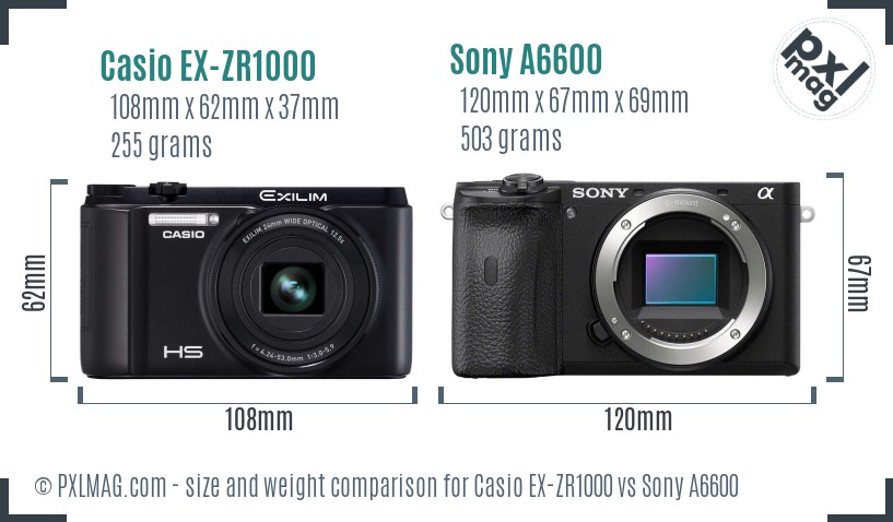 Casio EX-ZR1000 vs Sony A6600 size comparison Casio EX-ZR1000 vs Sony A6600 size comparison