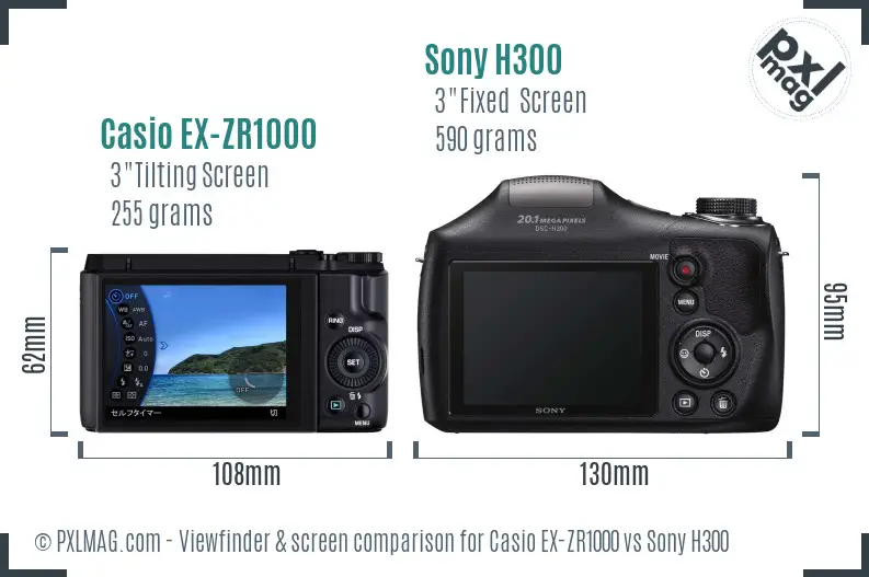 Casio EX-ZR1000 vs Sony H300 Screen and Viewfinder comparison