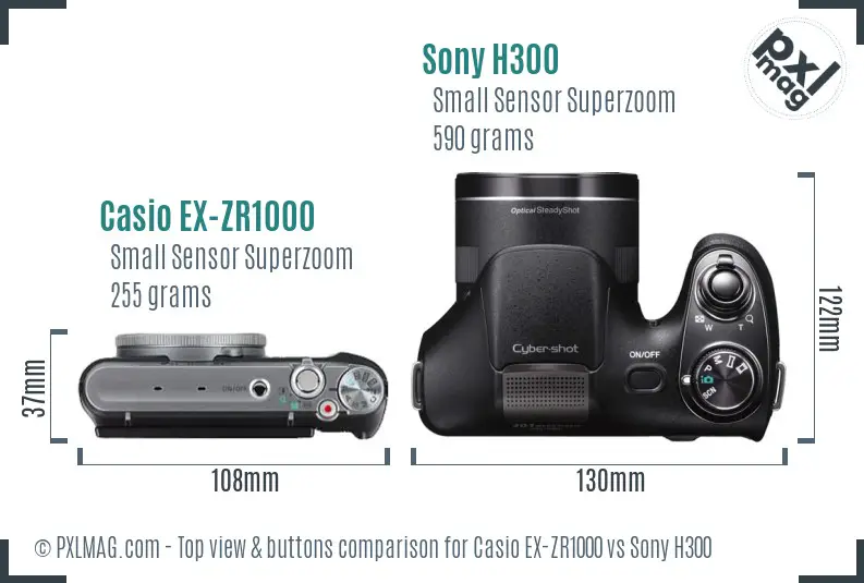 Casio EX-ZR1000 vs Sony H300 top view buttons comparison