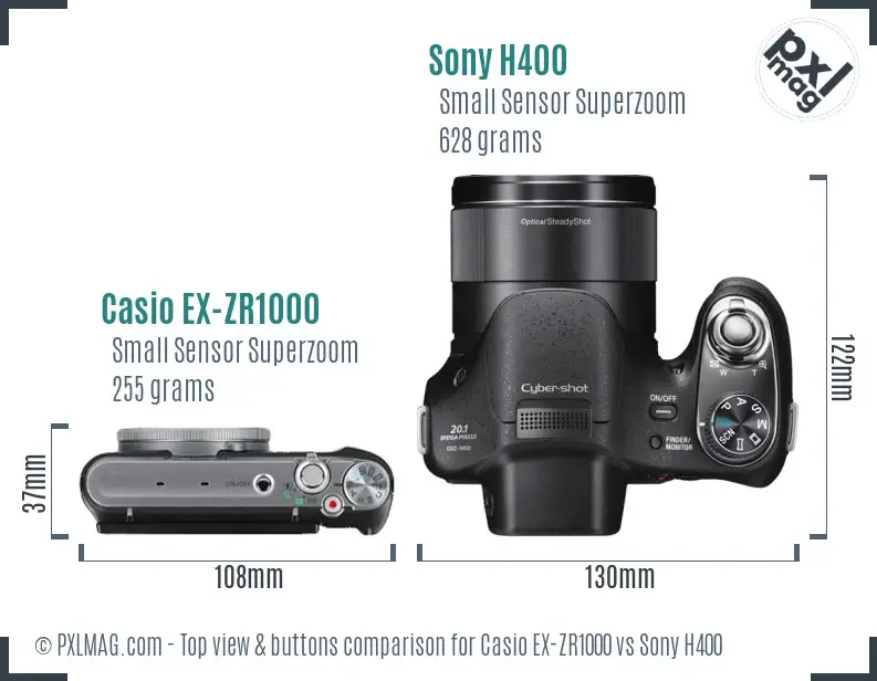 Casio EX-ZR1000 vs Sony H400 top view buttons comparison