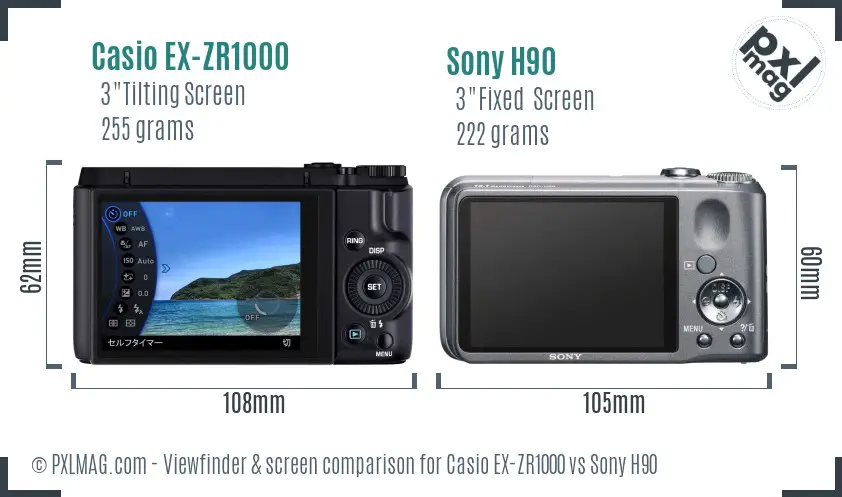 Casio EX-ZR1000 vs Sony H90 Screen and Viewfinder comparison Casio EX-ZR1000 vs Sony H90 Screen and Viewfinder comparison