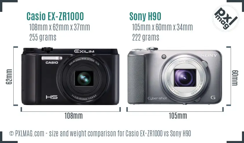 Casio EX-ZR1000 vs Sony H90 size comparison Casio EX-ZR1000 vs Sony H90 size comparison