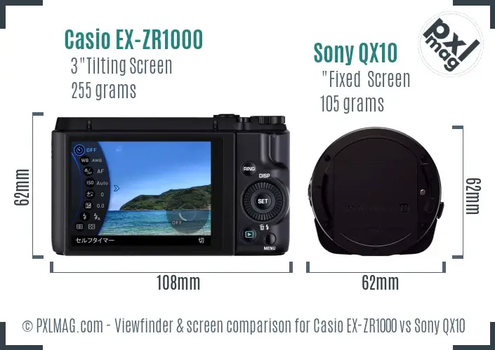 Casio EX-ZR1000 vs Sony QX10 Screen and Viewfinder comparison Casio EX-ZR1000 vs Sony QX10 Screen and Viewfinder comparison