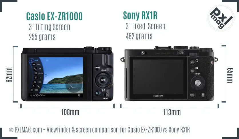 Casio EX-ZR1000 vs Sony RX1R Screen and Viewfinder comparison