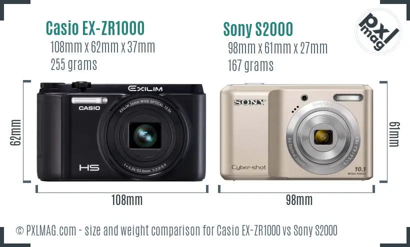 Casio EX-ZR1000 vs Sony S2000 size comparison Casio EX-ZR1000 vs Sony S2000 size comparison