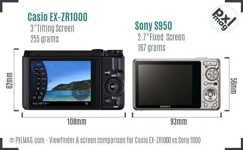 Casio EX-ZR1000 vs Sony S950 Screen and Viewfinder comparison Casio EX-ZR1000 vs Sony S950 Screen and Viewfinder comparison