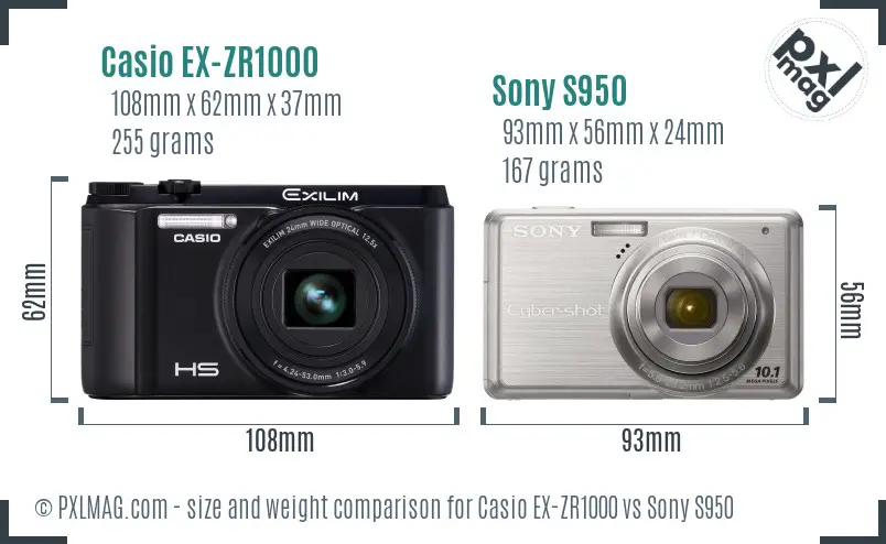 Casio EX-ZR1000 vs Sony S950 size comparison Casio EX-ZR1000 vs Sony S950 size comparison