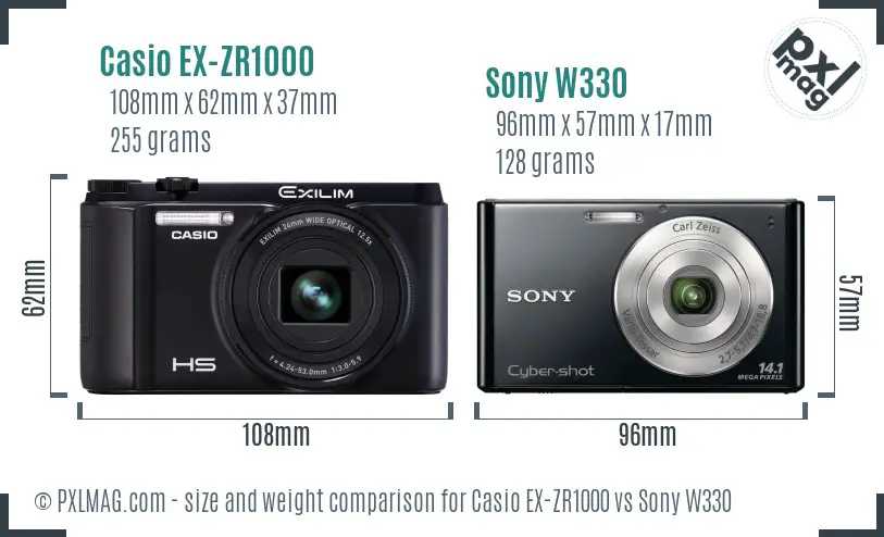 Casio EX-ZR1000 vs Sony W330 size comparison Casio EX-ZR1000 vs Sony W330 size comparison