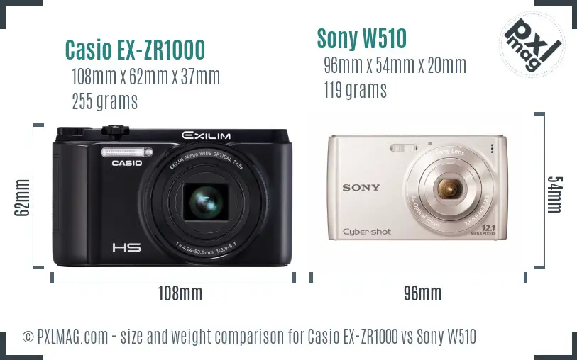 Casio EX-ZR1000 vs Sony W510 size comparison Casio EX-ZR1000 vs Sony W510 size comparison