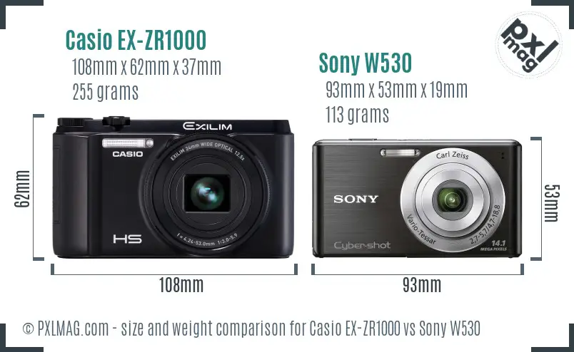 Casio EX-ZR1000 vs Sony W530 size comparison Casio EX-ZR1000 vs Sony W530 size comparison