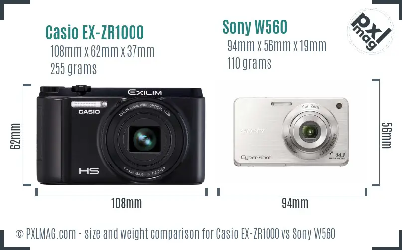 Casio EX-ZR1000 vs Sony W560 size comparison Casio EX-ZR1000 vs Sony W560 size comparison
