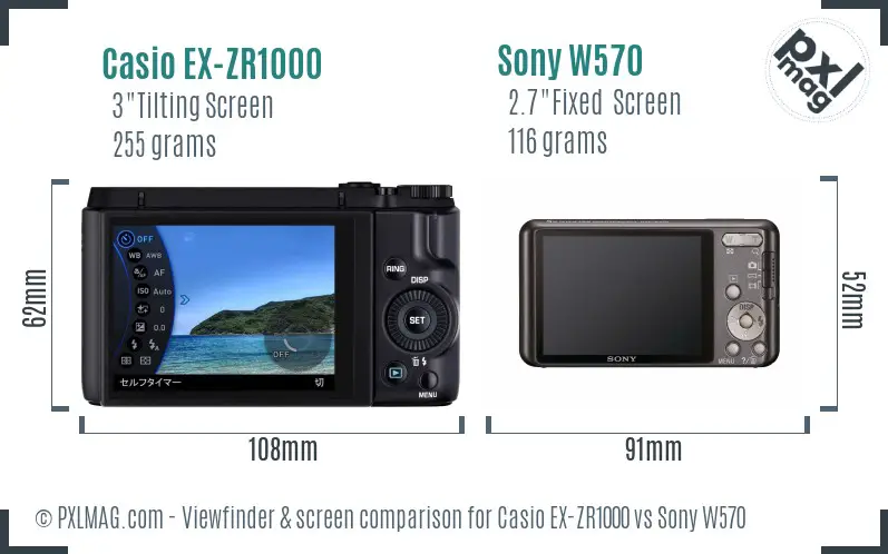 Casio EX-ZR1000 vs Sony W570 Screen and Viewfinder comparison