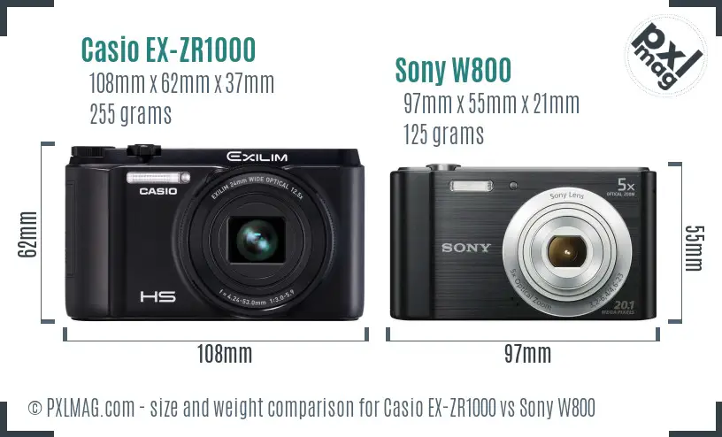 Casio EX-ZR1000 vs Sony W800 size comparison Casio EX-ZR1000 vs Sony W800 size comparison