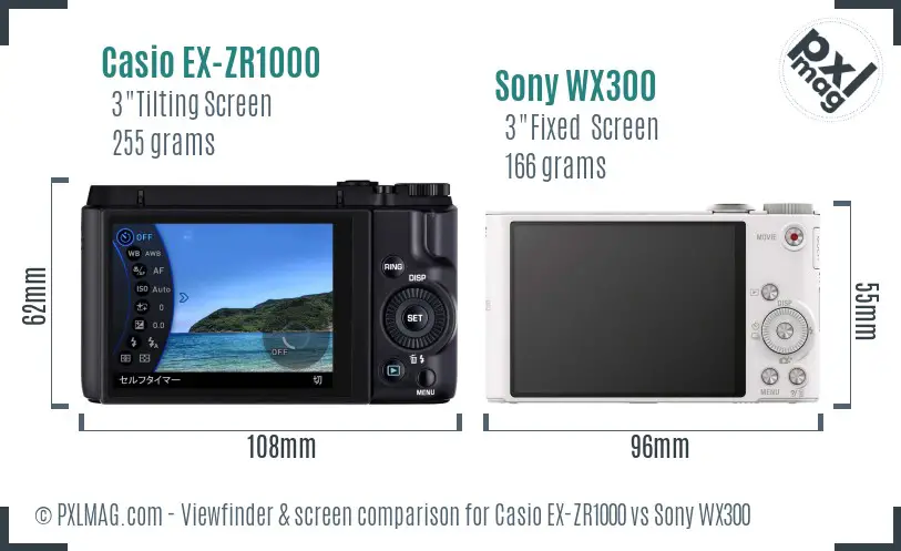 Casio EX-ZR1000 vs Sony WX300 Screen and Viewfinder comparison Casio EX-ZR1000 vs Sony WX300 Screen and Viewfinder comparison
