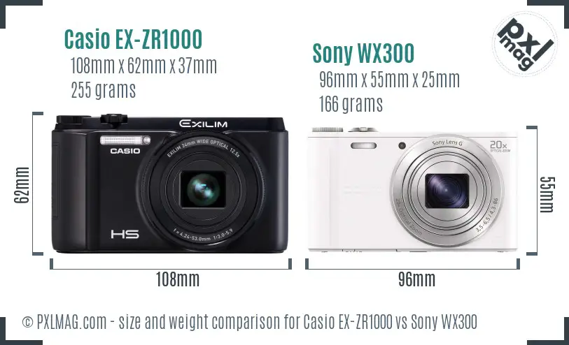 Casio EX-ZR1000 vs Sony WX300 size comparison Casio EX-ZR1000 vs Sony WX300 size comparison
